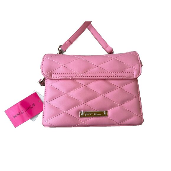 Betsey Johnson XOVIOLA Viola Skull Crossbody Purse Quilt Bag Skull Pink - Picture 3 of 4